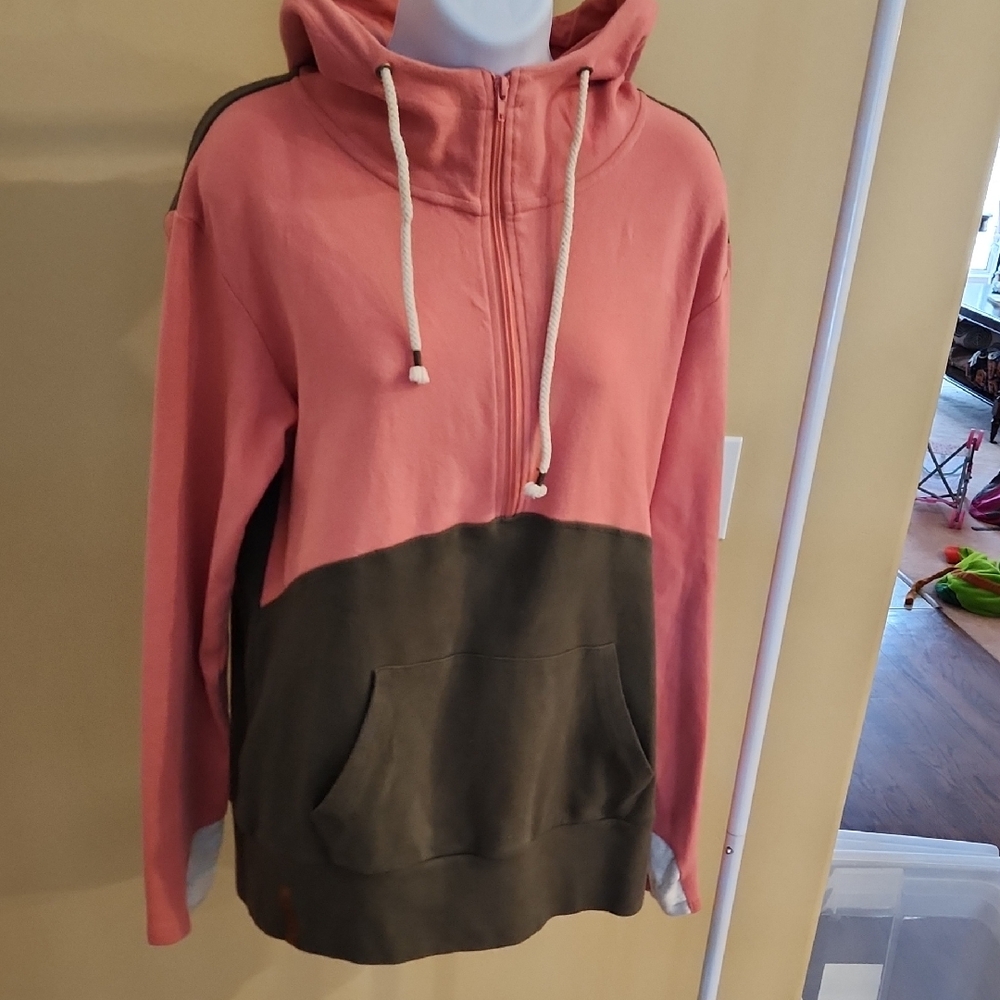 AMPERSAND AVE Pink and Olive Hoodie